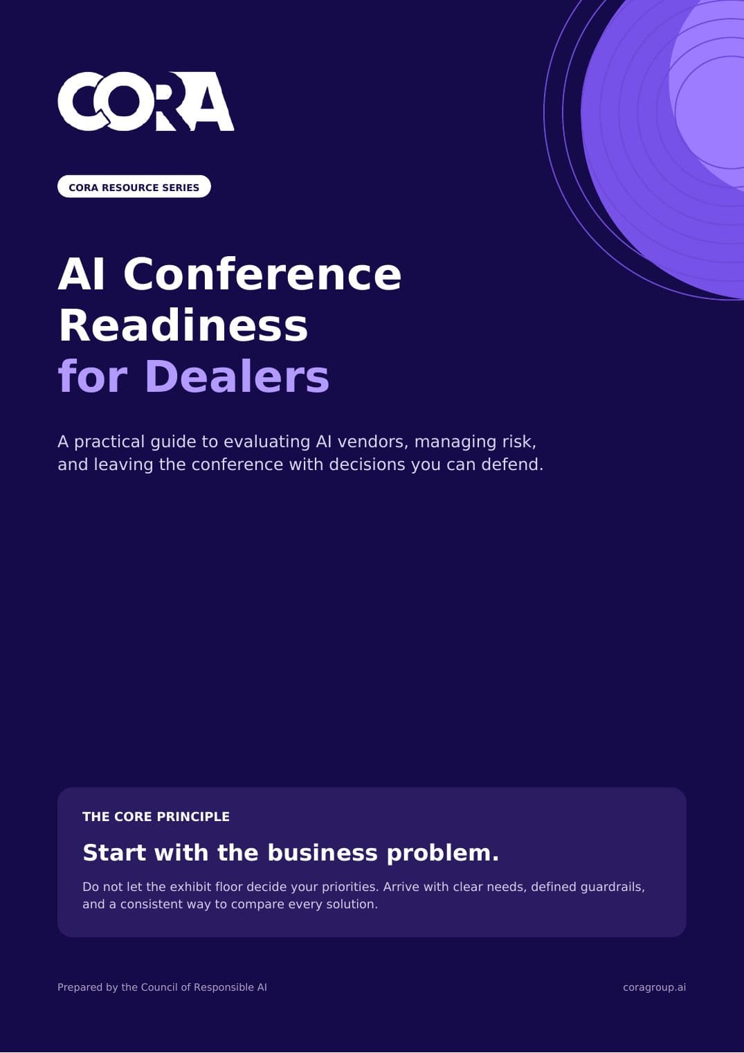 Cover of CORA's AI Conference Readiness for Dealers guide